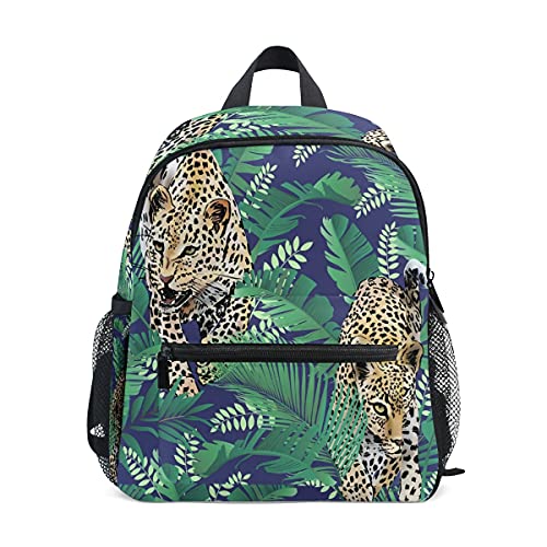 Cheetah and Leopards Palm Leaves Rucksack Daypack Schultasche für Kinder Vorschule Jungen Mädchen von Mnsruu