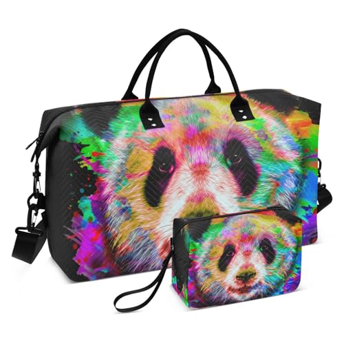 Große Reisetasche, Graffiti und bemalter Panda-Wochenend-Reisetasche für Damen und Herren, Gepäcktasche mit Trolleyhülle, Flugzeug-Reiseutensilien zum Fliegen, #04, Einheitsgröße, modisch von Mnsruu