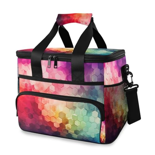 Kühltasche in Regenbogenfarben mit Batikfärbung, groß, isoliert, Picknick-Kühltasche, 15 l, 24 Dosen, wasserdichte Thermotasche für Erwachsene, Männer und Frauen von Mnsruu