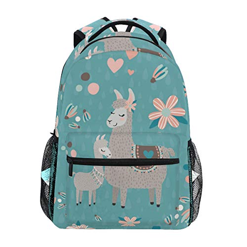 Lama Alpaka Blau Rucksack Schultasche Reise Tagesrucksack Rucksack für Studenten Jungen Mädchen Laptop Rucksack von Mnsruu