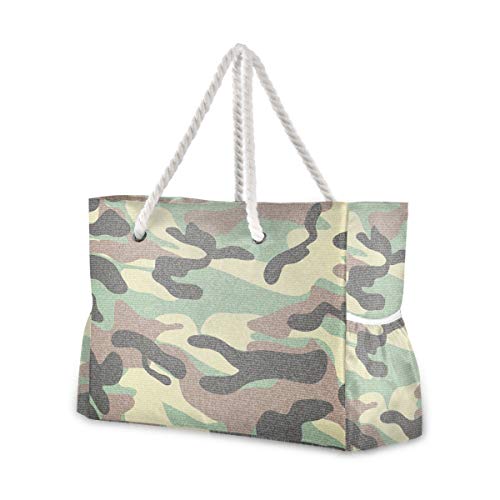 MNSRUU Extra große Damen Strandtasche Organizer Tasche für Urlaub Picknick Camouflage Muster Schultertasche Reise Gym Bag MNSRUU Extra große Damen Strandtasche Organizer Tasche für Urlaub Picknick Camouflage Muster Schultertasche Reise Gym Bag von Mnsruu