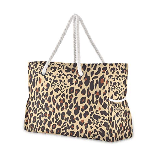MNSRUU Extra große Damen Strandtasche Organizer Tasche für Urlaub Picknick Leopardenmuster Schultertasche Reise Gym Bag MNSRUU Extra große Damen Strandtasche Organizer Tasche für Urlaub Picknick Leopardenmuster Schultertasche Reise Gym Bag von Mnsruu