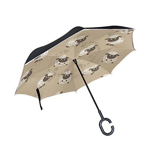 MNSRUU Reversion Regenschirm, Double Layer Winddicht Regenschirm Taschenschirm Inverted Stockschirme mit C Griff von Mnsruu