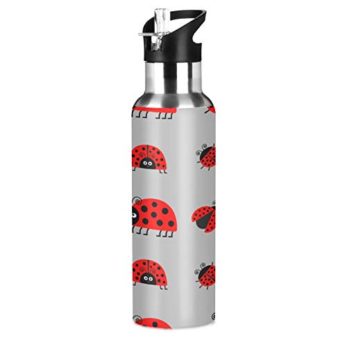 MNSRUU Trinkflasche mit Marienkäfer-Muster, isoliert für Mädchen und Jungen, Edelstahl-Wasserflasche mit Strohhalm, 590 ml MNSRUU Trinkflasche mit Marienkäfer-Muster, isoliert für Mädchen und Jungen, Edelstahl-Wasserflasche mit Strohhalm, 590 ml von Mnsruu