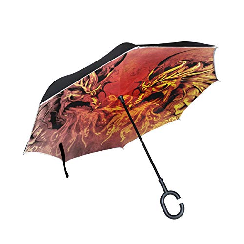 MNSRUU Umkehrbarer Regenschirm, Drachen-Muster, doppellagig, faltbar, Winddicht, UV-Schutz, Winddicht, Reise-Regenschirm für Damen und Herren MNSRUU Umkehrbarer Regenschirm, Drachen-Muster, doppellagig, faltbar, Winddicht, UV-Schutz, Winddicht, Reise-Regenschirm für Damen und Herren von Mnsruu