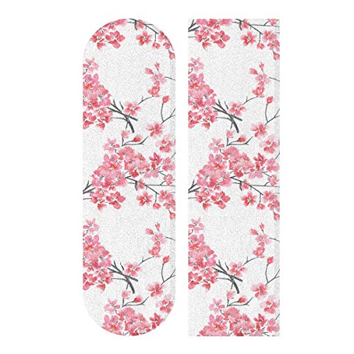 MNSRUU Watercolor Branches of Cherry Blossoms Skateboard-Griffband, 1 Blatt, für Roller, Deck, Sandpapier, 22,9 x 83,8 cm von Mnsruu