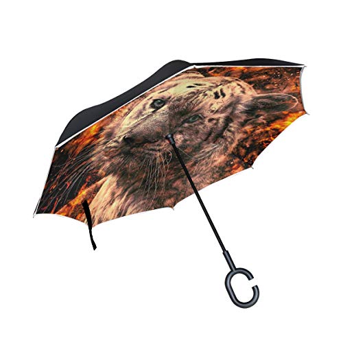 MNSRUU umgekehrte Regenschirme, Weißer Bengal-Tiger, zweilagig, faltbar, Winddicht, Anti-UV-Winddicht, Reise-Regenschirm für Damen und Herren MNSRUU umgekehrte Regenschirme, Weißer Bengal-Tiger, zweilagig, faltbar, Winddicht, Anti-UV-Winddicht, Reise-Regenschirm für Damen und Herren von Mnsruu