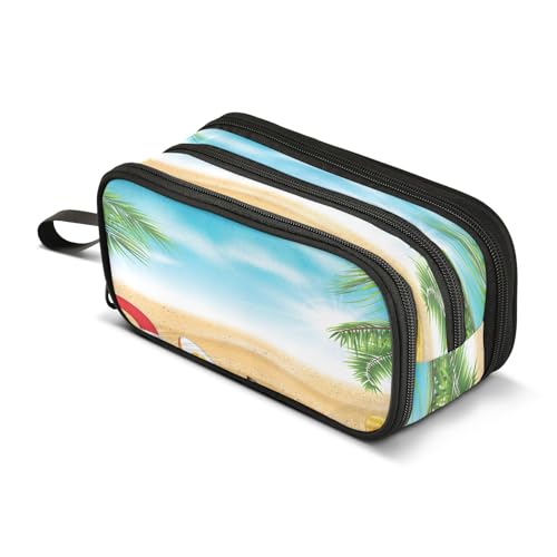 Mnsruu Beach Ball Flip-Flops Surfbrett Große Kapazität Federmäppchen 3 Fächer Tasche Halter Schulbedarf Jungen Mädchen, mehrfarbig, Einheitsgröße, Taschen-Organizer von Mnsruu