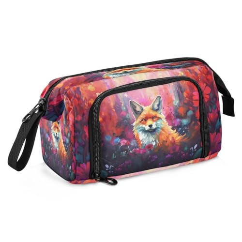 Mnsruu Federmäppchen mit Blumenmotiv und Fuchs, großes Fassungsvermögen, Schreibwaren, Federmäppchen, Handtasche für Studenten, Teenager, Schule, Büro, Mehrfarbig Mnsruu Federmäppchen mit Blumenmotiv und Fuchs, großes Fassungsvermögen, Schreibwaren, Federmäppchen, Handtasche für Studenten, Teenager, Schule, Büro, Mehrfarbig von Mnsruu
