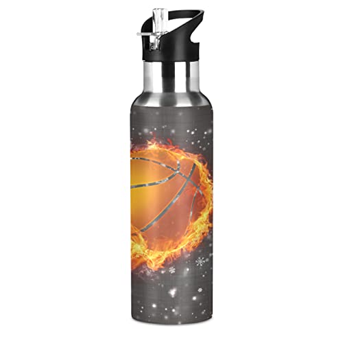 Mnsruu Feuerraum Basketball Schwarz Trinkflasche Wasserflasche mit Strohhalm für Sport, 600ML Thermosflasche BPA-frei Isolierflasche Edelstahl 18/8 für Kinder Wandern Schule Mnsruu Feuerraum Basketball Schwarz Trinkflasche Wasserflasche mit Strohhalm für Sport, 600ML Thermosflasche BPA-frei Isolierflasche Edelstahl 18/8 für Kinder Wandern Schule von Mnsruu