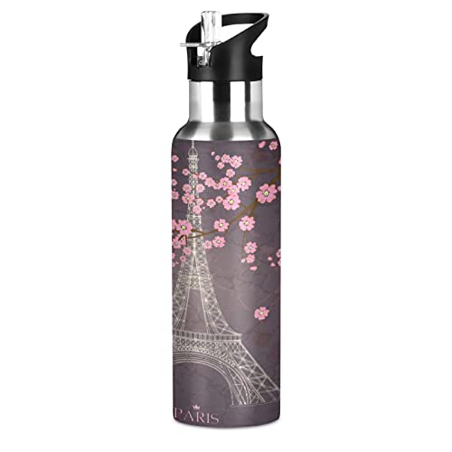 Mnsruu Kunst Süß Paris Eiffelturm Trinkflasche Wasserflasche mit Strohhalm für Sport, 600ML Thermosflasche BPA-frei Isolierflasche Edelstahl 18/8 für Kinder Wandern Schule Mnsruu Kunst Süß Paris Eiffelturm Trinkflasche Wasserflasche mit Strohhalm für Sport, 600ML Thermosflasche BPA-frei Isolierflasche Edelstahl 18/8 für Kinder Wandern Schule von Mnsruu
