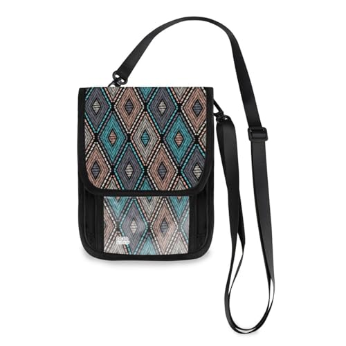 Mnsruu Reisebrieftasche im Ethno-Stil, geometrisch, Reisepasshalter, Kreditkarten-Gadget-Halter, Tasche, Unisex, Crossbody-Börse, Reisebrieftasche mit verstellbarem Riemen, #01, Einheitsgröße, modisch von Mnsruu