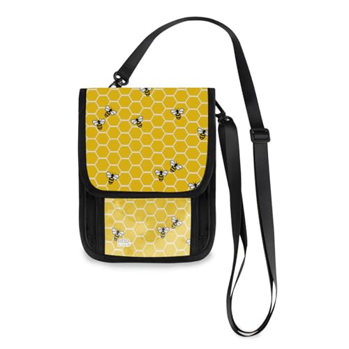 Mnsruu Reisebrieftasche mit niedlichem Bienen-Motiv, Reisepasshalter, Kreditkartenhalter, Tasche, Unisex, Crossbody-Börse, Reisebrieftasche mit verstellbarem Riemen, #01, Einheitsgröße, modisch von Mnsruu