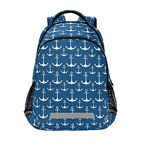 Mnsruu Rucksack mit Anker-Motiv, groß, Blau / Weiß Mnsruu Rucksack mit Anker-Motiv, groß, Blau / Weiß von Mnsruu