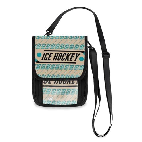 Mnsruu Vintage Eishockey Reisebrieftasche Reisepass Halter Kreditkarte Gadget Halter Pouch Bag Unisex Crossbody Wallet Travel Neck Wallet mit verstellbarem Riemen, #01, Einheitsgröße, modisch von Mnsruu