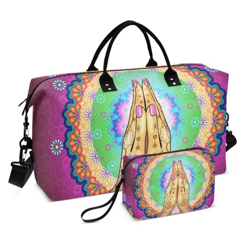 Namaste Große Reisetasche, Mandala-Wochenend-Reisetasche für Damen und Herren, Gepäcktasche mit Trolleyhülle, Flugzeug-Reiseutensilien zum Fliegen, #01, Einheitsgröße, modisch von Mnsruu