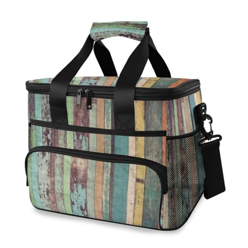 Regenbogen-Kühltasche aus Holz, isolierte Picknicktasche, große Lunchbox, wiederverwendbare Tragetasche, weiche Seiten, tragbar, Strandkühler, Lebensmittel, Camping, Reisen für Erwachsene, Männer, von Mnsruu