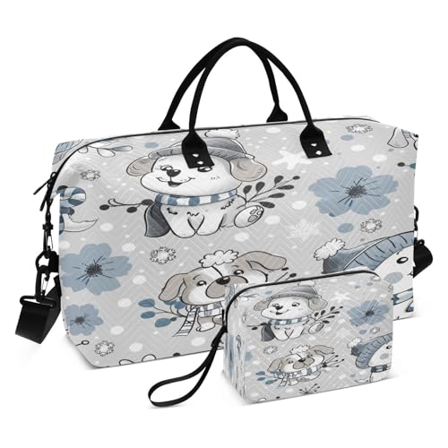 Reisetasche, Sporttasche, Winter-Cartoon-Hunde, Wochenendtasche für Damen, mit Kulturbeutel, Reisetasche, Schwimmtasche, Multi 26, Einheitsgröße Reisetasche, Sporttasche, Winter-Cartoon-Hunde, Wochenendtasche für Damen, mit Kulturbeutel, Reisetasche, Schwimmtasche, Multi 26, Einheitsgröße von Mnsruu