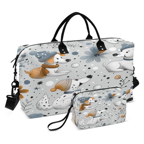 Reisetasche, Turnbeutel, Cartoon-Hunde, mit Schals, Wochenendtasche für Damen, mit Kulturbeutel, Reisetasche, Schwimmtasche, mehrfarbig 5, Einheitsgröße Reisetasche, Turnbeutel, Cartoon-Hunde, mit Schals, Wochenendtasche für Damen, mit Kulturbeutel, Reisetasche, Schwimmtasche, mehrfarbig 5, Einheitsgröße von Mnsruu