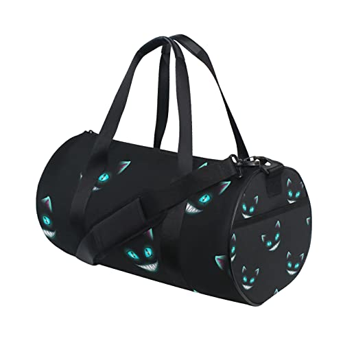 Sporttasche für Damen und Herren, Reisetasche, Motiv: Grinsekatze, schwarze Trainingstasche für Sport, Strand, Yoga, Wochenende, Tanztasche Sporttasche für Damen und Herren, Reisetasche, Motiv: Grinsekatze, schwarze Trainingstasche für Sport, Strand, Yoga, Wochenende, Tanztasche von Mnsruu