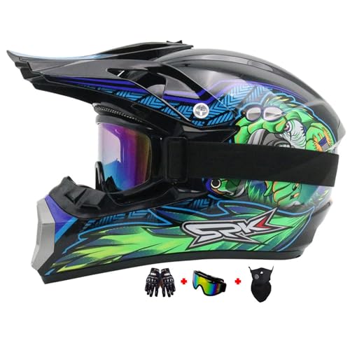 Motocross Fullface MTB Helm Kinder, Mit Handschuhe Maske Brille, Downhill Motorradhelm Kinder, Helm Set Herren ATV Motorradhelm MX Enduro, MTB Helm, Motorradhelm Motorrad Downhill Helm (Color : B, S Motocross Fullface MTB Helm Kinder, Mit Handschuhe Maske Brille, Downhill Motorradhelm Kinder, Helm Set Herren ATV Motorradhelm MX Enduro, MTB Helm, Motorradhelm Motorrad Downhill Helm (Color : B, S von MoHelmHui