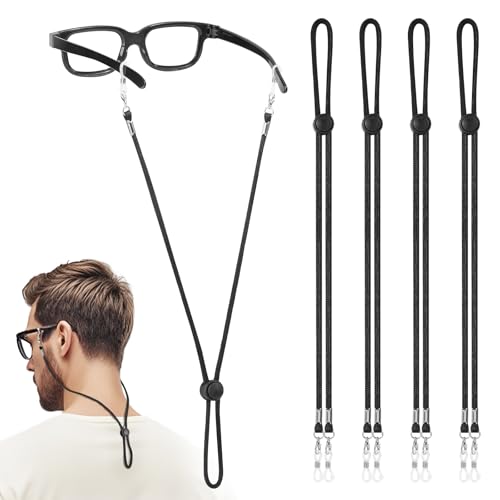 MoKo 4 Stück Sonnenbrillenschnüre, Verstellbare und Flexible Silikon-Sonnenbrillenketten, Sonnenbrillenzubehör für Fitness, Angeln, Radfahren, Schwarz MoKo 4 Stück Sonnenbrillenschnüre, Verstellbare und Flexible Silikon-Sonnenbrillenketten, Sonnenbrillenzubehör für Fitness, Angeln, Radfahren, Schwarz von MoKo