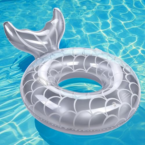 MoKo Aufblasbarer Schwimmring mit Griffen, Meerjungfrau Schwimmreifen Wasserspielring Großes Luftmatratze Pool Spielzeug Wasserspielzeug für Sandstrand Schwimmbad Draußen Erwachsene, Silbrig MoKo Aufblasbarer Schwimmring mit Griffen, Meerjungfrau Schwimmreifen Wasserspielring Großes Luftmatratze Pool Spielzeug Wasserspielzeug für Sandstrand Schwimmbad Draußen Erwachsene, Silbrig von MoKo