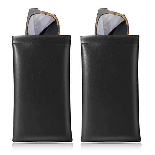 MoKo Brillenetui, 2 Stück Tragbar Sonnenbrillen Etui mit Schnappverschluss Brillentasche Weich Brillen Schutzhülle Lesebrillenetui für Damen mit Reinigungstuch - Schwarz/Schwarz MoKo Brillenetui, 2 Stück Tragbar Sonnenbrillen Etui mit Schnappverschluss Brillentasche Weich Brillen Schutzhülle Lesebrillenetui für Damen mit Reinigungstuch - Schwarz/Schwarz von MoKo