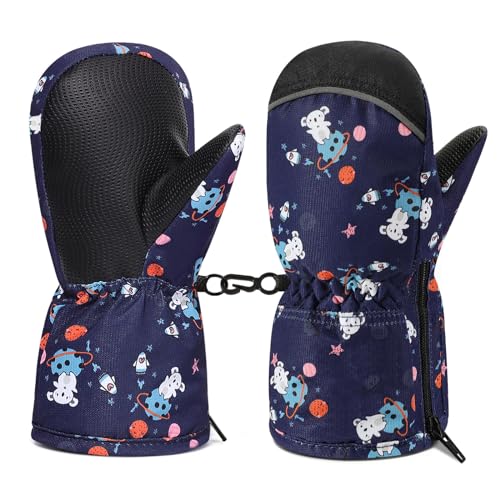 MoKo Handschuhe Kinder, Winterhandschuhe Kinder & Fäustlinge Kinder - Winddicht und Wasserdicht, Skihandschuhe Kinder für Outdoor Sports Snowboard für Jungen Mädchen von 1-3 Jahren, Blau von MoKo