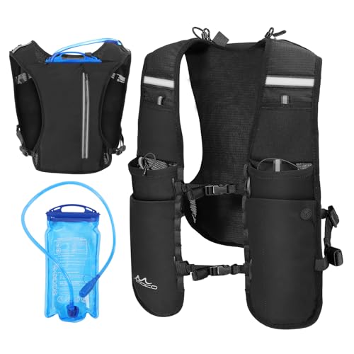 MoKo Laufende Hydratationsweste, Leicht Laufrucksack mit 1,5L Wasserblase, Verstellbar Atmungsaktiver Laufrucksack für Männer Frauen mit Taschen für Radfahren Wandern Marathon Klettern, Schwarz MoKo Laufende Hydratationsweste, Leicht Laufrucksack mit 1,5L Wasserblase, Verstellbar Atmungsaktiver Laufrucksack für Männer Frauen mit Taschen für Radfahren Wandern Marathon Klettern, Schwarz von MoKo