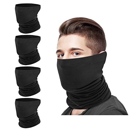 MoKo Multifunktionstuch, 4 Stück Gesichtsmaske Stirnbänder Elastisch Nahtlos Sturmmaske Kopfband Schlauchschal Bandana Maske Halstuch, für Sport Radfahren Motorrad Laufen Hofarbeit UV-Schutz - Schwarz MoKo Multifunktionstuch, 4 Stück Gesichtsmaske Stirnbänder Elastisch Nahtlos Sturmmaske Kopfband Schlauchschal Bandana Maske Halstuch, für Sport Radfahren Motorrad Laufen Hofarbeit UV-Schutz - Schwarz von MoKo