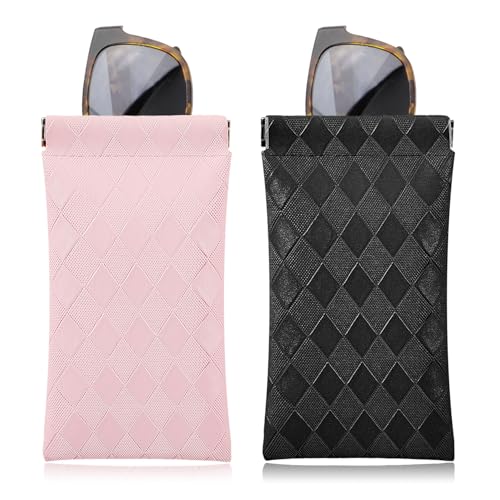 MoKo Schlankes Brillenetui, 2 Stück Sonnenbrillen Etui mit Schnappverschluss für Damen Herren Mädchen, Tragbarer Brillenorganizer für Brillen Lesebrille Schwimmbrille Blaulichtbrille - Schwarz + Rosa MoKo Schlankes Brillenetui, 2 Stück Sonnenbrillen Etui mit Schnappverschluss für Damen Herren Mädchen, Tragbarer Brillenorganizer für Brillen Lesebrille Schwimmbrille Blaulichtbrille - Schwarz + Rosa von MoKo