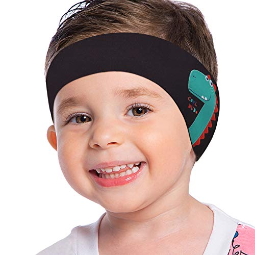 MoKo Schwimmen Stirnband, Neopren Schwimmband Ohrenband Wasserdichtes Kopfband Haarband mit Hohe Elastizität und Klettverschluss Ohrenschutz Band für Kinder Alter 1-2, S Größe - Schwarz von MoKo