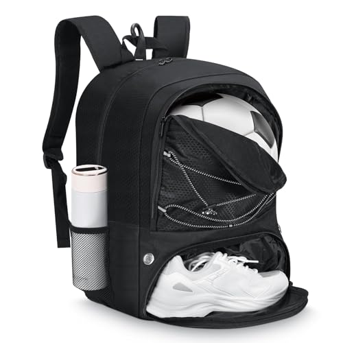 MoKo Soccer Bag Rucksack, Basketball-Rucksack für Männer & Frauen mit Separaten Ball- und Schuhfächern, Wasserdicht, Zaunhaken, Sportgerätetasche für Kleidung, Schuhe, Tablets, Laptops, Schwarz MoKo Soccer Bag Rucksack, Basketball-Rucksack für Männer & Frauen mit Separaten Ball- und Schuhfächern, Wasserdicht, Zaunhaken, Sportgerätetasche für Kleidung, Schuhe, Tablets, Laptops, Schwarz von MoKo