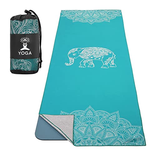 MoKo Yogamatten Handtuch, rutschfest Yoga Handtuch Auflage für Yogamatte Schweißabsorbierend Saugfähig Schnelltrocknend Yogatuch für Pilates Hot Yoga Picknick im Freien - Seeblau/Elefant MoKo Yogamatten Handtuch, rutschfest Yoga Handtuch Auflage für Yogamatte Schweißabsorbierend Saugfähig Schnelltrocknend Yogatuch für Pilates Hot Yoga Picknick im Freien - Seeblau/Elefant von MoKo