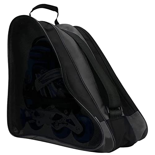 Moageme Rollschuhtasche, Inliner Tasche, Atmungsaktive Schlittschuhtasche mit verstellbarem Schultergurt, Triangle Inline Skate Tasche, 3 große Fächer Skatertasche für Kinder/Erwachsene 38x20x39cm von Moageme