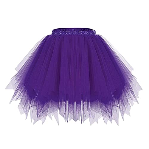 50er Jahre Kostüm, Tüllrock Karneval Damen Retro 50er Rockabilly Tutu - Tütü Petticoat 80er Puffy Ballettrock Ballet Tanzkleid Meerjungfrau Tüll Rock REH Maus Kostüm Faschingskostüme Lila von Mobanna