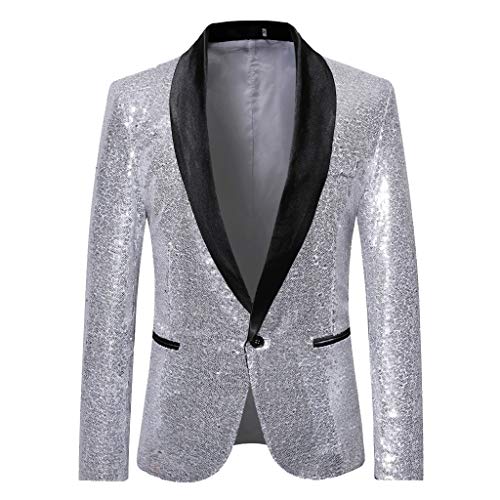 Anzugjacken Herren Pailletten Blazer - Jacke Slim Fit Disco-Outfit Leicht Regular Sakkos Männer Party-Blazer Anzugjacke Freizeit Glitter Herrenjacke Anzug Karneval Kostüm von Mobanna