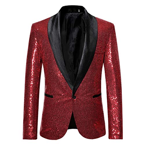 Anzugjacken Herren Pailletten Blazer - Jacke Slim Fit Disco-Outfit Leicht Regular Sakkos Männer Party-Blazer Anzugjacke Freizeit Glitter Herrenjacke Anzug Karneval Kostüm von Mobanna