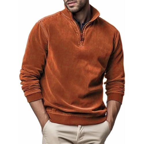 Arbeitspullover Herren Stehkragen Quarter Zip Fleecepullover - Rollkragenpullover Troyer Pullover Strickpullover Winterpullover Sweater Warm Langarmshirt Cord Sweatshirt Mit Reißverschluss 2024 von Mobanna