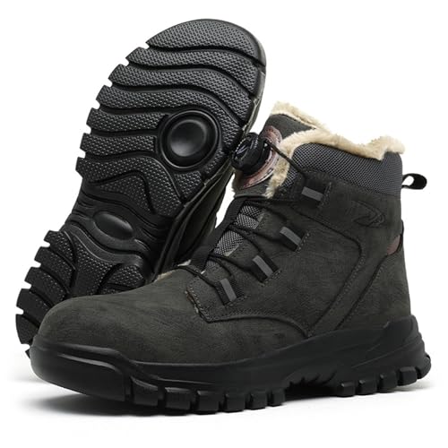 Arbeitsschuhe Herren Gefüttert Wasserdicht Winterschuhe - Unisex Warme Stiefeletten Wanderschuhe Anti-Smash und Anti-Punktur Outdoor Trekking Sicherheitsschuhe Flache Winterstiefel Damen von Mobanna