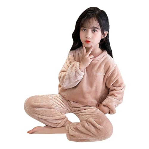 B Ware Retouren, Schlafanzug Frottee Kinder Flauschige Pyjama Set - Fleece Pyjama Flanell Schlafanzüge Winter Plüsch Pjs mit Kuschel Lange Pullover und Hosen Lose Hausanzug 100 von Mobanna