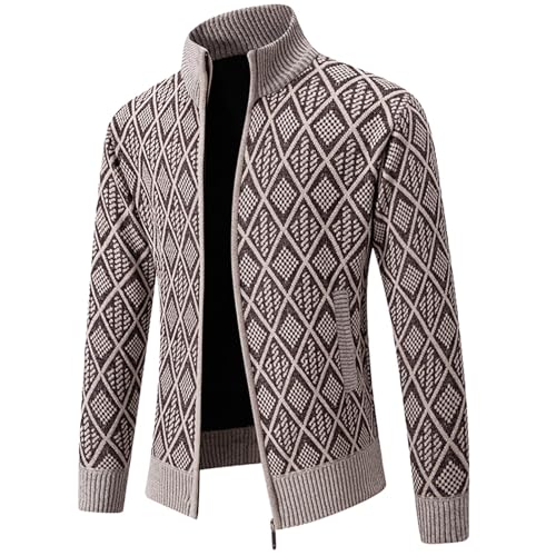 B Ware Rückläufer, Trachtenjacke Herren Strickjacke Herren Sakko Mit Reissverschluss Trachtenjacke - Sweatjacke Oktoberfest Langarm Fleecejacke Gestrickt Cardigan Wintermantel von Mobanna