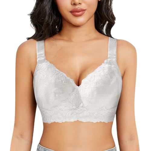 BH Damen Push Up Ohne Bügel Bralette - Spitze Bustier Sexy Spitzen Buegel Bustiers Tops Mit Feiner Bügelloser Bra Bralettes Blumenmuster Kabellose Ungepolsterte Cami BHS Trägern von Mobanna