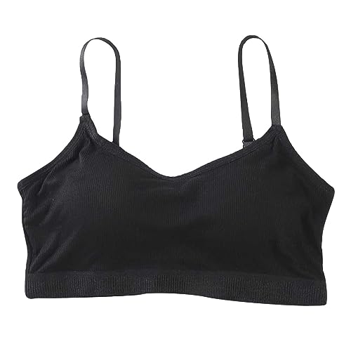 BH Mädchen Baumwolle Ohne Bügel Bralette - Basic Top Nahtlose BHS Teenager Tops Teen Verstellbar Mit Polster Bustier Sport-BH Passen Für 10-16 Jahre Draht Frei Push-Up Laufen von Mobanna