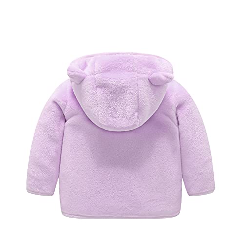 Baby Jacke Neugeborene, Kapuzenjacke Baby Kinder mit Niedlichen Bärenohren Teddy Fleece Jacken - Warme Dicke Winterjacke Korallenfleece Reißverschluss Plüschjacke für Junge Mädchen 90 von Mobanna