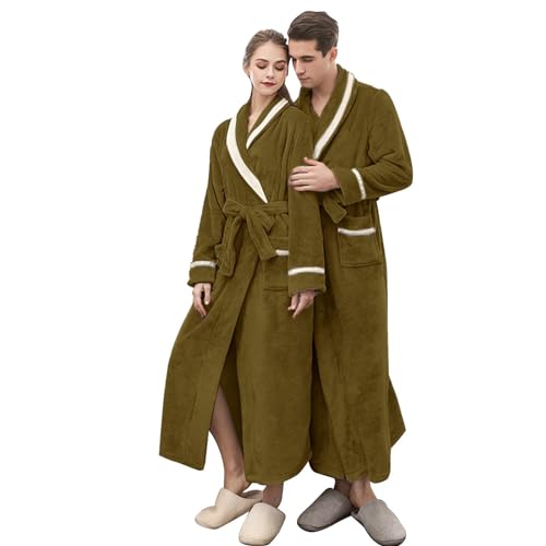 Bademantel Mit Kapuze Damen, Bademantel Flauschig Damen Bademantel Damen Herren Flanell Mit Bindegürtel Bathrobe Elegant Bademäntel Oversized Pyjama Morgenmantel Schalkragen Saunamantel Women Robe von Mobanna