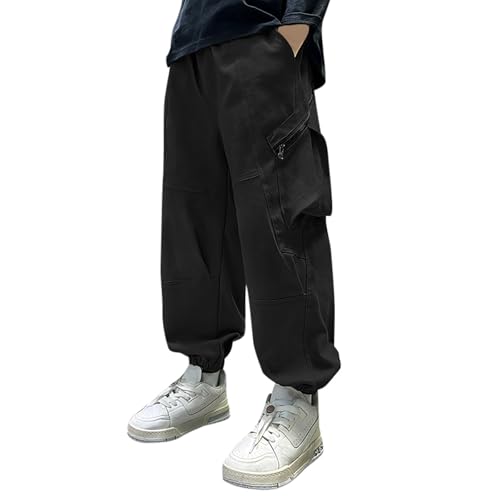 Baggy Hose Jungs, Black Friday Angebote 2024 Outdoorhose Kinder Jungen Weite Lang Baggy Cargohose Wanderhose Y2k Winter Outdoor Teenager Sporthose Freizeithose Mit Elastischem Bund von Mobanna