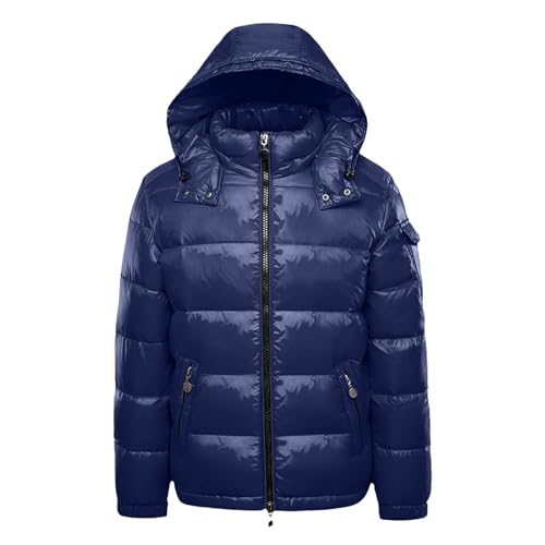 Black Friday, Daunenjacke Herren Glänzend Schwarz Puffer Jacke - Männer Warme Winterjacke Einfarbig Winter Schnee Unten Jacken mit Kapuze Reißverschluss Metall Glänzende Steppjacke von Mobanna