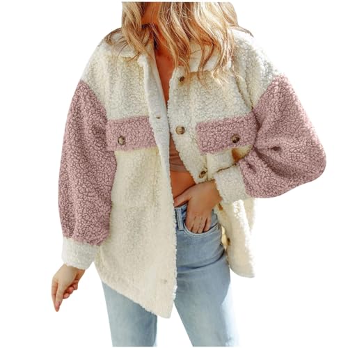 Black Friday, Kuschelpulli Damen Flauschig XXL Fleecejacke Damen Teddy Gefüttert Kapuzenjacke Teddyfutter Outdoor Wintermantel Winterjacke Kapuzenpullover Causal Plüschjacke Für von Mobanna